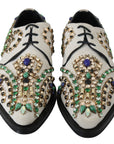 Dolce & Gabbana Elegant White Suede Dress Flats with Crystals