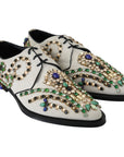 Dolce & Gabbana Elegant White Suede Dress Flats with Crystals
