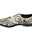 Dolce & Gabbana Elegant White Suede Dress Flats with Crystals