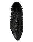 Dolce & Gabbana Elegant Black Crystal Leather Dress Shoes
