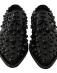 Dolce & Gabbana Elegant Black Crystal Leather Dress Shoes