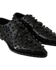 Dolce & Gabbana Elegant Black Crystal Leather Dress Shoes
