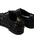 Dolce & Gabbana Elegant Black Crystal Leather Dress Shoes