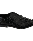 Dolce & Gabbana Elegant Black Crystal Leather Dress Shoes