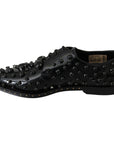 Dolce & Gabbana Elegant Black Crystal Leather Dress Shoes