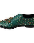 Dolce & Gabbana Emerald Leather Dress Shoes with Crystal Accents
