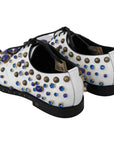 Dolce & Gabbana Elegant White Leather Dress Shoes With Crystals