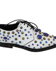 Dolce & Gabbana Elegant White Leather Dress Shoes With Crystals
