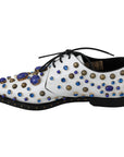 Dolce & Gabbana Elegant White Leather Dress Shoes With Crystals