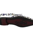 Dolce & Gabbana Elegant White Leather Dress Shoes With Crystals