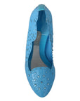 Dolce & Gabbana Crystal Embellished Blue Cinderella Pumps