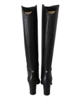 Jimmy Choo Elegant Black Calf Leather Heeled Boots