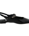 Jimmy Choo Elegant Black Patent Flats with Crystal Accent