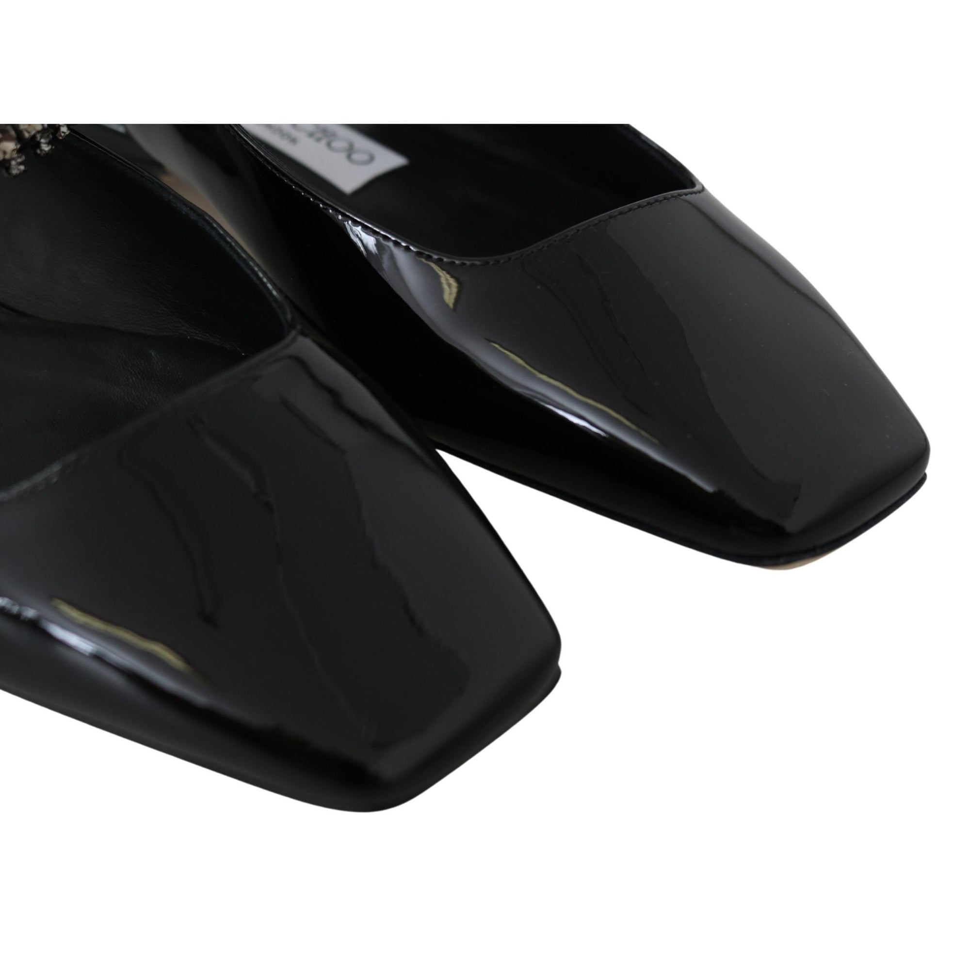 Jimmy Choo Elegant Black Patent Flats with Crystal Accent