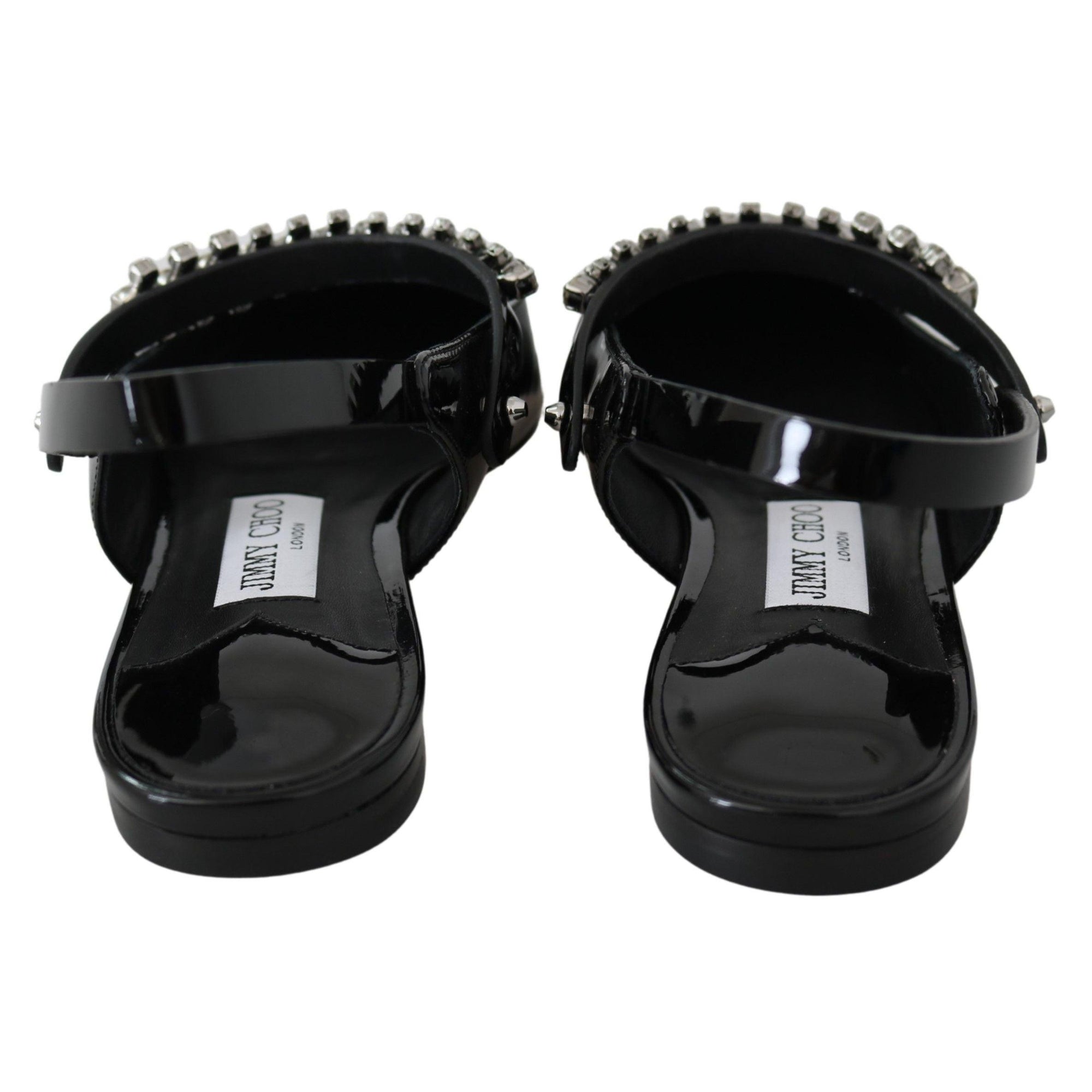 Jimmy Choo Elegant Black Patent Flats with Crystal Accent
