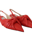 Jimmy Choo Chic Red Pointed Toe Leather Flats