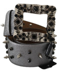 Dolce & Gabbana Stunning Silver Leather Crystal-Studded Belt