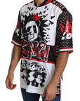 Dolce & Gabbana Chic White King Panda Print Zipper Collar Tee