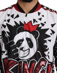 Dolce & Gabbana Chic White King Panda Print Zipper Collar Tee