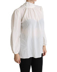 Dolce & Gabbana Elegant White Silk Pussy Bow Blouse