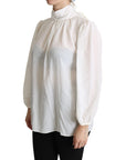 Dolce & Gabbana Elegant White Silk Pussy Bow Blouse