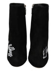 Dolce & Gabbana Embroidered Ankle Boots in Lambskin Suede