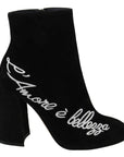Dolce & Gabbana Embroidered Ankle Boots in Lambskin Suede