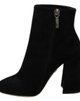 Dolce & Gabbana Embroidered Ankle Boots in Lambskin Suede