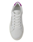 Dolce & Gabbana Chic White Leather Sneakers with Purple Accents