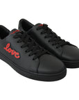 Dolce & Gabbana Elegant Leather Sneakers with Red Accents