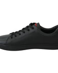 Dolce & Gabbana Elegant Leather Sneakers with Red Accents