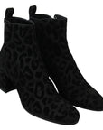 Dolce & Gabbana Elegant Black Leopard Print Short Boots