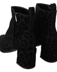 Dolce & Gabbana Elegant Black Leopard Print Short Boots