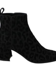 Dolce & Gabbana Elegant Black Leopard Print Short Boots