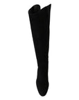 Dolce & Gabbana Elegant Black Suede Knee High Boots
