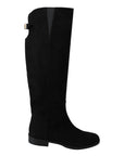 Dolce & Gabbana Elegant Black Suede Knee High Boots
