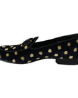 Dolce & Gabbana Elegant Velvet Crown Embroidery Loafers