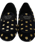 Dolce & Gabbana Elegant Velvet Crown Embroidery Loafers