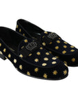 Dolce & Gabbana Elegant Velvet Crown Embroidery Loafers