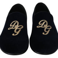 Dolce & Gabbana Elegant Blue Embroidered Loafers