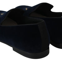 Dolce & Gabbana Elegant Blue Embroidered Loafers