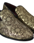 Dolce & Gabbana Gold Bordeaux Loafers Slides Dress Shoes
