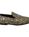 Dolce & Gabbana Gold Bordeaux Loafers Slides Dress Shoes