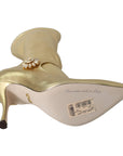 Dolce & Gabbana Elegant Gold Ankle Boots Socks with Rhinestones