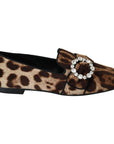 Dolce & Gabbana Leopard Print Crystal Embellished Loafers