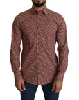 Dolce & Gabbana Elegant Red Martini Fit Cotton Shirt