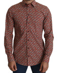 Dolce & Gabbana Elegant Red Martini Fit Cotton Shirt