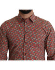Dolce & Gabbana Elegant Red Martini Fit Cotton Shirt