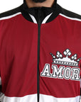 Dolce & Gabbana Elegant Full Zipper Sweater in Black and Red