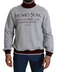 Dolce & Gabbana Elegant Gray Turtleneck Latin Motif Pullover